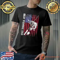 American Flag Best Fishing Dad Rod Fish & Lure T-shirt