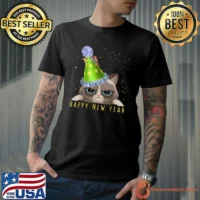 Happy New Year 2022 Funny New Year's Eve Cat Party Hat NYE T-Shirt