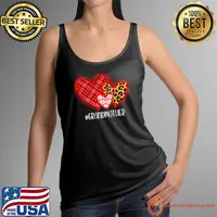 Hearts Love Grandmother Valentines Leopard Buffalo Plaid Premium T-Shirt Tank Top