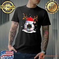 Nice Soccer Ball Santa Hat Reindeer Christmas Lights T-Shirt