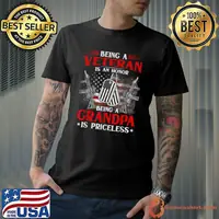 Original Mens Being A Veteran Is An Honor Grandpa Is Priceless T-Shirt