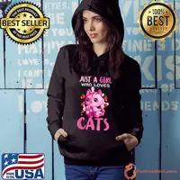 Premium Just A Girl Love Cat Cute cat lover gift T-Shirt Hoodie