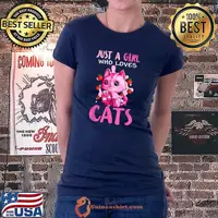 Premium Just A Girl Love Cat Cute cat lover gift T-Shirt Ladiestee