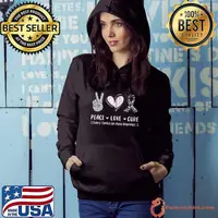 Top Peace Love cure Ehlers-Danlos syndrome awareness T- Hoodie