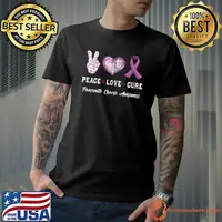 Top Peace Love cure Pancreatic cancer awareness T-shirt