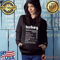 Top Turkey Nutrition Facts Funny Thanksgiving Christmas food T-shirt
