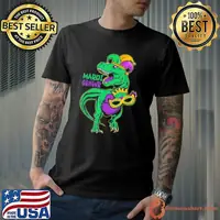Mardi Grawr T Rex Dinosaur Mardi Gras Bead Costume T-Shirt