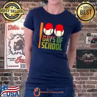 Nice 100 Days of School Baseball Teacher Kids Happy 100th Day T-Shirt Ladiestee