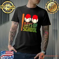 Nice 100 Days of School Baseball Teacher Kids Happy 100th Day T-Shirt