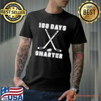 Official 100 Days Smarter Happy 100th Day of School Hockey Sport T-Shirt
