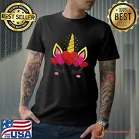 Cute Heart Valentine's Day for Women Girls Kids Unicorn Face T-Shirt