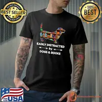 Easily Distracted By Dogs & Books T-Shirt