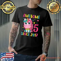 Kids 5th Birthday Party Unicorn Girl 5 Years Old Birthday T-Shirt