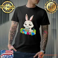 Bunny Drinking Boba Easter Day Cute Rabbit Egg Hunt Kids T-shirt