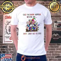 Old Woman Hippies Never Be They Jst Go To Pot Gnome Watercolor Shirt Unisex