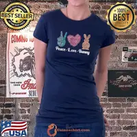 Peace Love Bunny Cute Easter Bunny Vintage Easter T-shirt