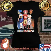 San francisco sports stephen curry Joe Montana and buster posey signatures shirt