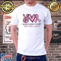Breast cancer awareness costume pink peace love cure faith shirt