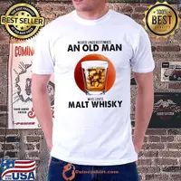 Never Underestimate An Old Man Who Loves Malt Whiskey Blood Moon Shirt