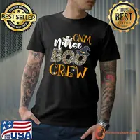 Cnm Nurse Boo Crew Spooky Boo Ghost Costume Hat Witch Leopard Halloween T-Shirt