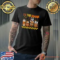 Tis' The Season Coffee Pumpkin Husky Dog Halloween Fall T-Shirt