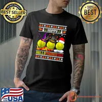 Happy HalloThanksMas Tennis Witch Santa Hat Halloween Thanksgiving Xmas T-Shirt