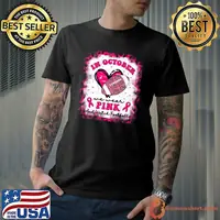 In October We Wear Pink And Watch Football Leopard Breast Cancer T-Shirt