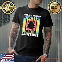This Girl Runs On Jesus And Ladybugs Insect Ladybugs Tye Die T-Shirt