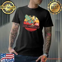 Windsurf san francisco ocean seagulls vintage sunset T-Shirt