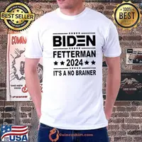 Biden Fetterman 2024 It's A No Brainer Black Stars T-Shirt
