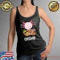 Cute Kawaii Axolotl Eats Sushi Japanese Food Lover Otaku T-Shirt Tank Top