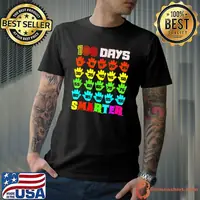 100 Days Smarter 100th Day Of School Teachers Hands Colors T-Shirt