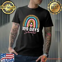 100 Days Smarter Rainbow Leopard Happy 100th Day Of School T-Shirt