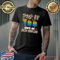 100th Day Of School 2nd Grade Pop It shapes Fidget Toy Pupil Leopard Colors Ice Cream T-Shirt
