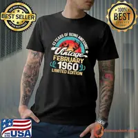 63 Years Of Being Awesome Retro February 1960 63 Year Old Fishing Lovers 63rd Birthday T-Shirt