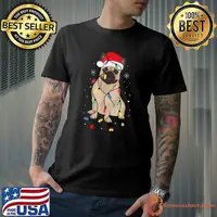 French bulldog santa hat lights quote christmas cool dog owner T-Shirt