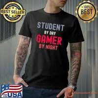 Student By Day Gamer By Night Meme For Gamers Retro Gaming T-Shirt