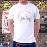 Keep looking up that's the secret of life snoopy and woodstock rainbow shirt