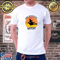 Some Days Im Extra Witchy Witch Broom Halloween Sunset T-Shirt