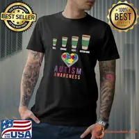 Tall Grande Venti Autism Mom Coffee Autism Awareness Mom Heart T-Shirt