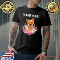 Yorkshire Terrier Mama Flowers Yorkie Lover T-Shirt