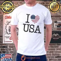 I love usa american flag heart shirt