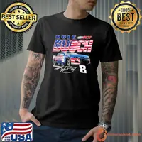 Kyle busch signature car 8 usa flag nascar shirt