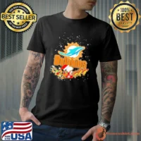 Snoopy and woodstock santa hat xmas miami dolphins logo shirt