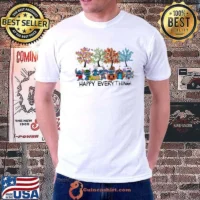 Awesome stitch happy everything autumn tree halloween xmas shirt
