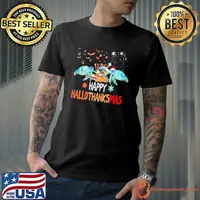 Happy hallothanksmas turtle santa hat shirt