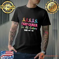 Fight Cancer In All Color Feather Breast Cancer Awareness T-Shirt