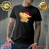 Baby Yoda With Santa Hat Drinking Beer for Christmas Shirt