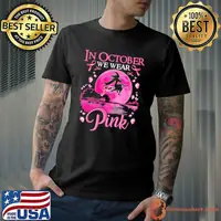 In October We Wear Pink Witch Moon Breast Cancer Awareness Shirt