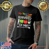 My Teacher Survived 100 Days Of Me 100th Day Apples T-Shirt